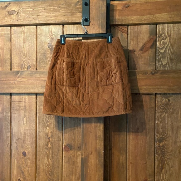 Madewell Brown Quilted Corduroy Button Front Skirt - Picture 5 of 7